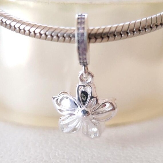 Pink Cherry Blossoms Flowers Dangle Charm:fits Pandora Bracelet