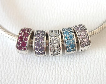 Sterling Silver CZ Clip Charm for European Bracelets