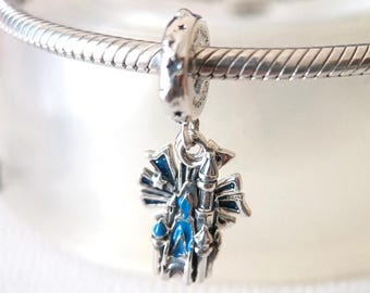 Disney Blue Fireworks Castle Dangle Charm, 925 Sterling Silver