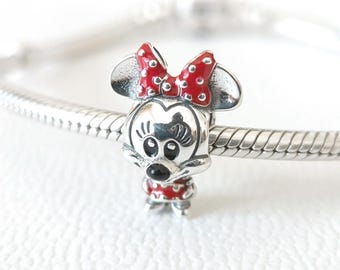Charm de plata de ley de Minnie Mouse de Disney, estilo Pandora