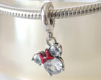 Charm colgante de Minnie Mouse de Disney en plata de ley, compatible con Pandora