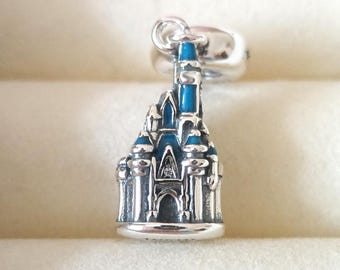Disney Tokyo Castle Dangle Charm: 925 Sterling Silver, Pandora Compatible