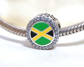 Jamaica Flag Charm:For Pandora Compatible Charm Bracelet Sterling Silver