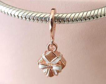 Charm colgante con caja de regalo de cumpleaños que se abre: Para pulsera Pandora, charm de oro rosa
