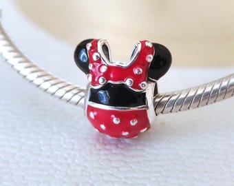Disney Minnie Mouse Sterling Silver Charm, Red Polka Dot Dress