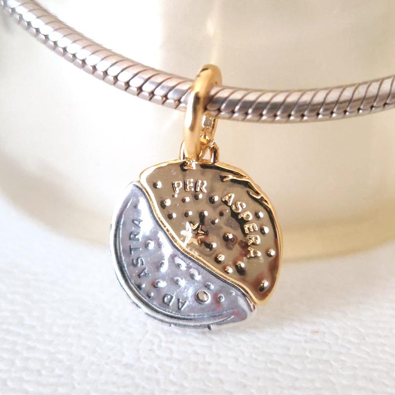 Sun and Moon Medallion Dangle Charm:fits Pandora Charm Bracelets