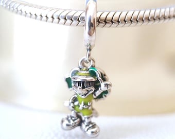 Charm colgante de Mickey Mouse, granjero de Disney, plata de ley 925, compatible con pulseras Pandora.