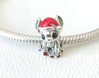 Disney Christmas Stitch Charm, 925 Sterling Silver Bead