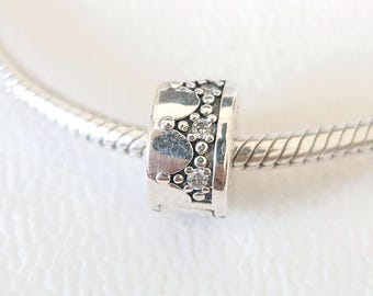 Sterling Silver Crown CZ Clip Charm for Pandora Bracelet