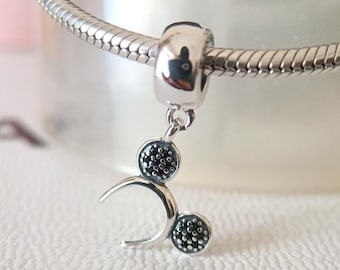 Disney Mickey Mouse Ears 925 Sterling Silver Dangle Charm European Bead