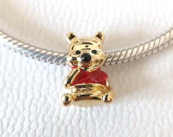 Disney Winnie the Pooh Charm, Gold Plated Pandora Style Bracelets