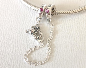 Disney Mickey Climbing-veiligheidsketting, 925 sterlingzilveren Pandora-armbanden compatibel
