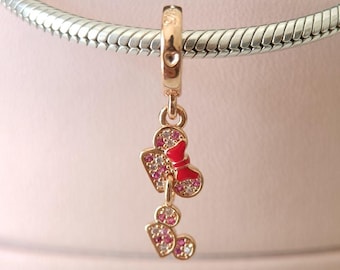 Disney Ear Hat Silhouette Dangle Charm:For Pandora Bracelet Rose gold Charm bead