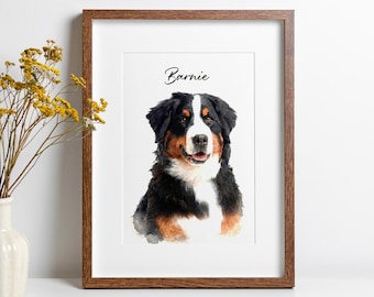 Custom Dog Watercolor Portrait – Personalized Pet Art from Photo