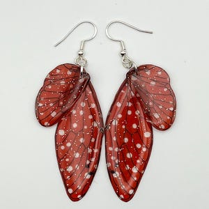 Roter Pilz Feenflügel Ohrringe, Fee Ohrringe, Schmetterling Ohrringe, Feenflügel, Flügel Ohrringe, Fantasy Schmuck, Schmetterlingsflügel