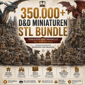 350 000+ DND STL-paket | Fantasyminiatyrer och terrängpaket | 3D-utskrivbara RPG-modeller | Drakar, monster, hjältar | Direktnedladdning