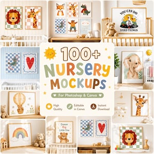 100 Nursery Mockup Bundle | PSD & Canva Mockups | Baby Room Frame Mockup | Smart Object | Editable Digital Download