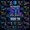500TB STL Mega Bundle | 20,500,000+ STL Files | 3D Print Files | stl, 3MF & obj Models | FDM Resin | Instant Digital Download