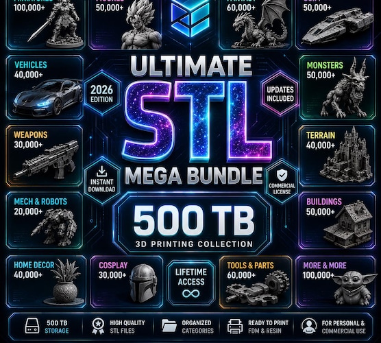 500TB STL Mega Bundle — 20,500,000+ STL Files for 3D Printing