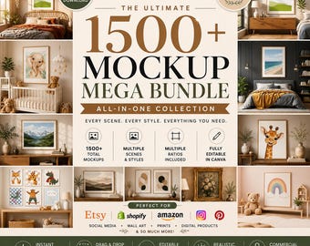 1000+ Canva Frame Mockups Bundle, Wall Art Mockup Templates, Digital Art Mockups, Editable Canva Mockups, Etsy Product Mockups