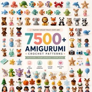 Paquete de más de 7500 patrones de amigurumi a crochet en PDF | Patrones de animales adorables a crochet | Patrones de peluches ideales para principiantes | Descarga instantánea
