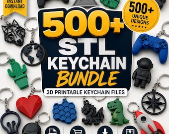 500+ STL-nyckelringspaket | 3D-utskrivbara nyckelringsfiler | Kommersiellt bruk | Direktnedladdning | STL-samling av nyckelringar för 3D-utskrift