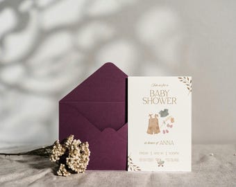 Neutral Baby Shower Invitation | Editable Canva Template | Digital Download