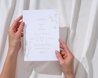 Minimalist Floral Wedding Invitation Template (Digital Download)