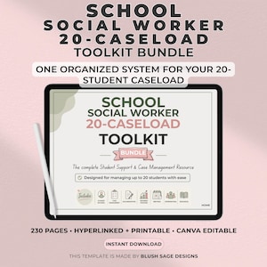 Ensemble d'outils pour la gestion de 20 dossiers d'assistants sociaux scolaires | Ressources pour la gestion des cas d'élèves (Modifiable avec Canvas)