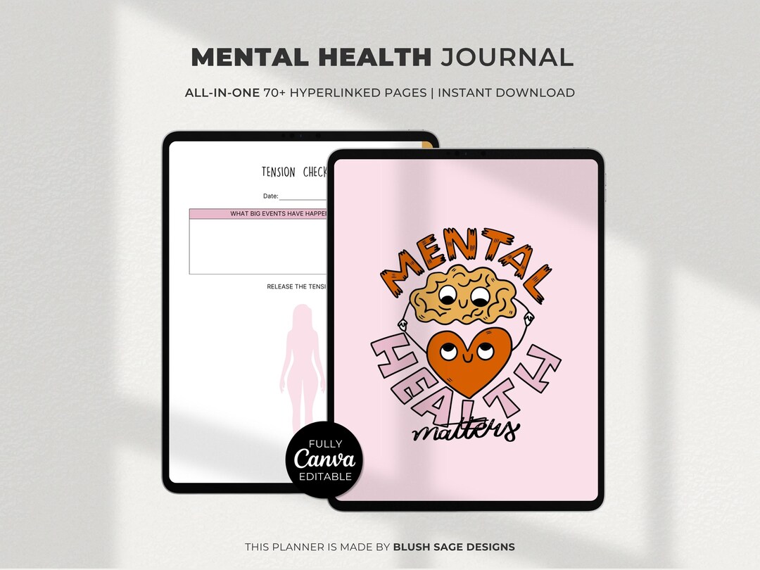 Mental Health Digital Journal All-in-one PDF, Self Care Planner, Daily ...