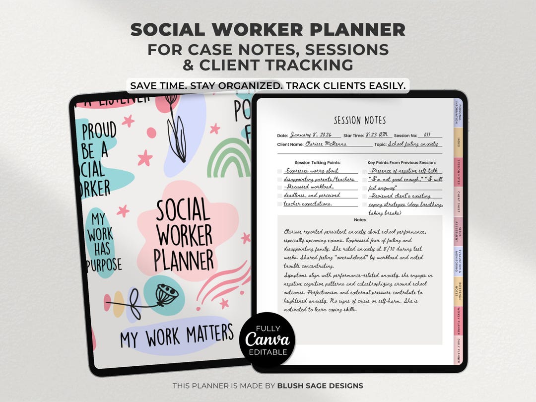 Social Worker Planner | Case Management Template | Editable Canva ...