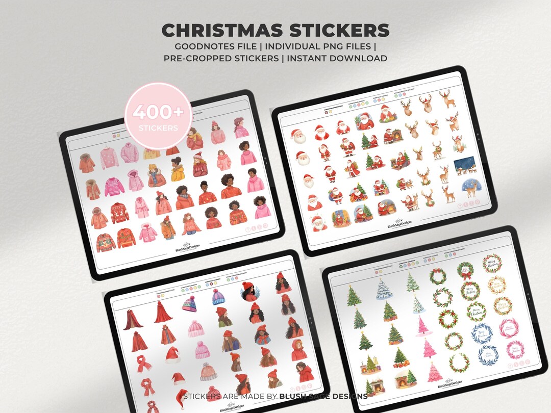 Festive Rectangular Note Sticker Christmas Sticker Sheet, Retro Vintage Christmas Stickers, Perfect as ...