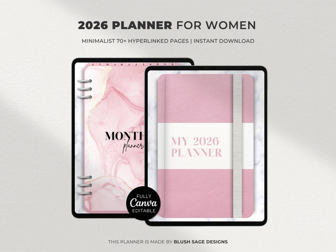 Pink Digital Planner, 2026 iPad Planner for Goodnotes, Notability ...