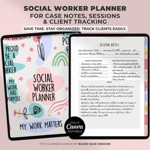 Social Worker Planner | Case Management Template | Editable Canva Template | Instant Download PDF