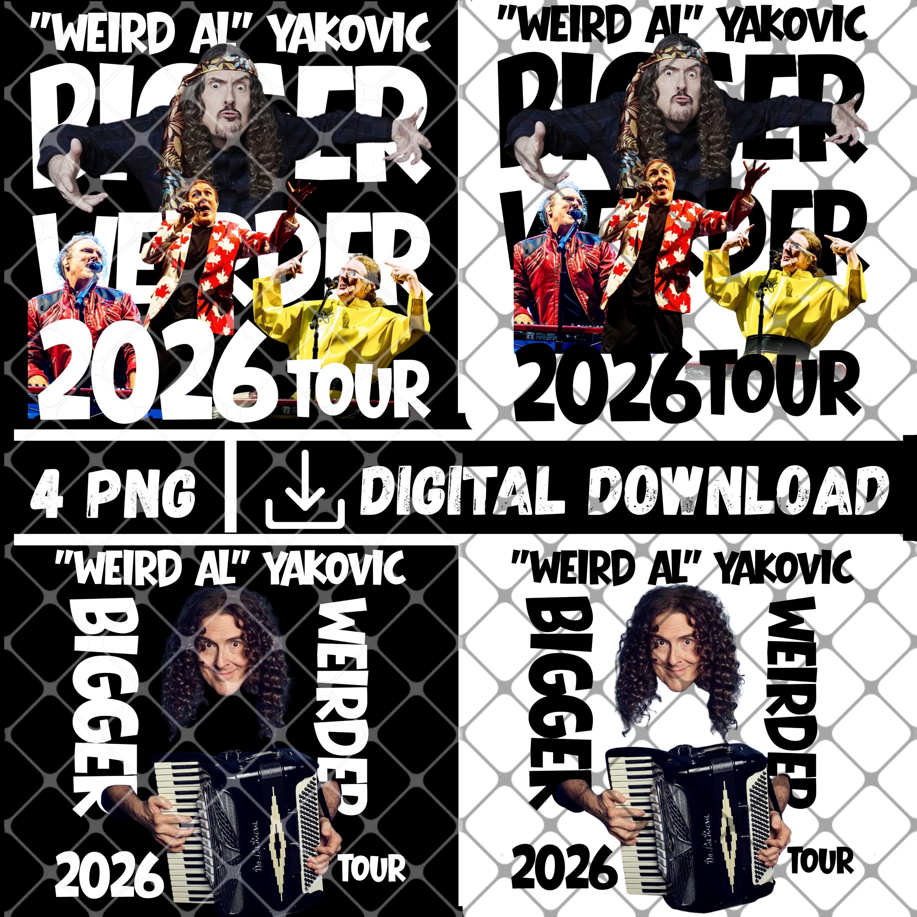 Maglietta Unisex Double Face Weird Al Yankovic Bigger And Weirder Tour, Gildan 5000