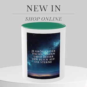 Coffee mug, ceramic, 2-tone white/multicolored, &quot;Roof damage&quot;, mug with saying, 330 ml