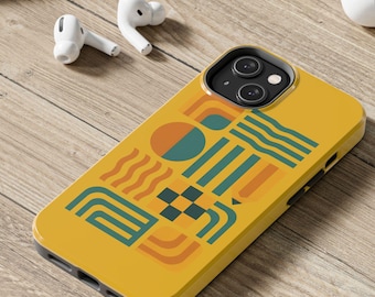 Midcentury Modern Geometric Phone Case Mustard Yellow Cover