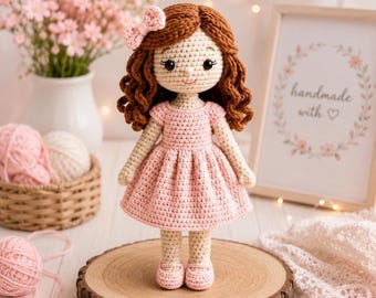 Crochet Doll Pattern PDF, Amigurumi Girl Doll with Dress, Advanced Crochet Pattern, Instant Download, Crochet Toy Pattern, Girl Gift Idea