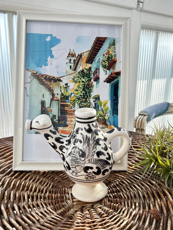 スペイン陶器 水差し(花瓶) ヴィンテージスペイン製ボティーホ：鳥の