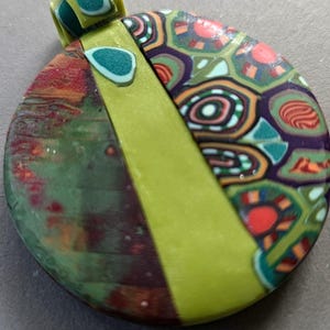 Polymer Clay Pendant, Jewelry findings, handmade Artisan Floral pendant, One of a Kind, jewelry making, craft supplies