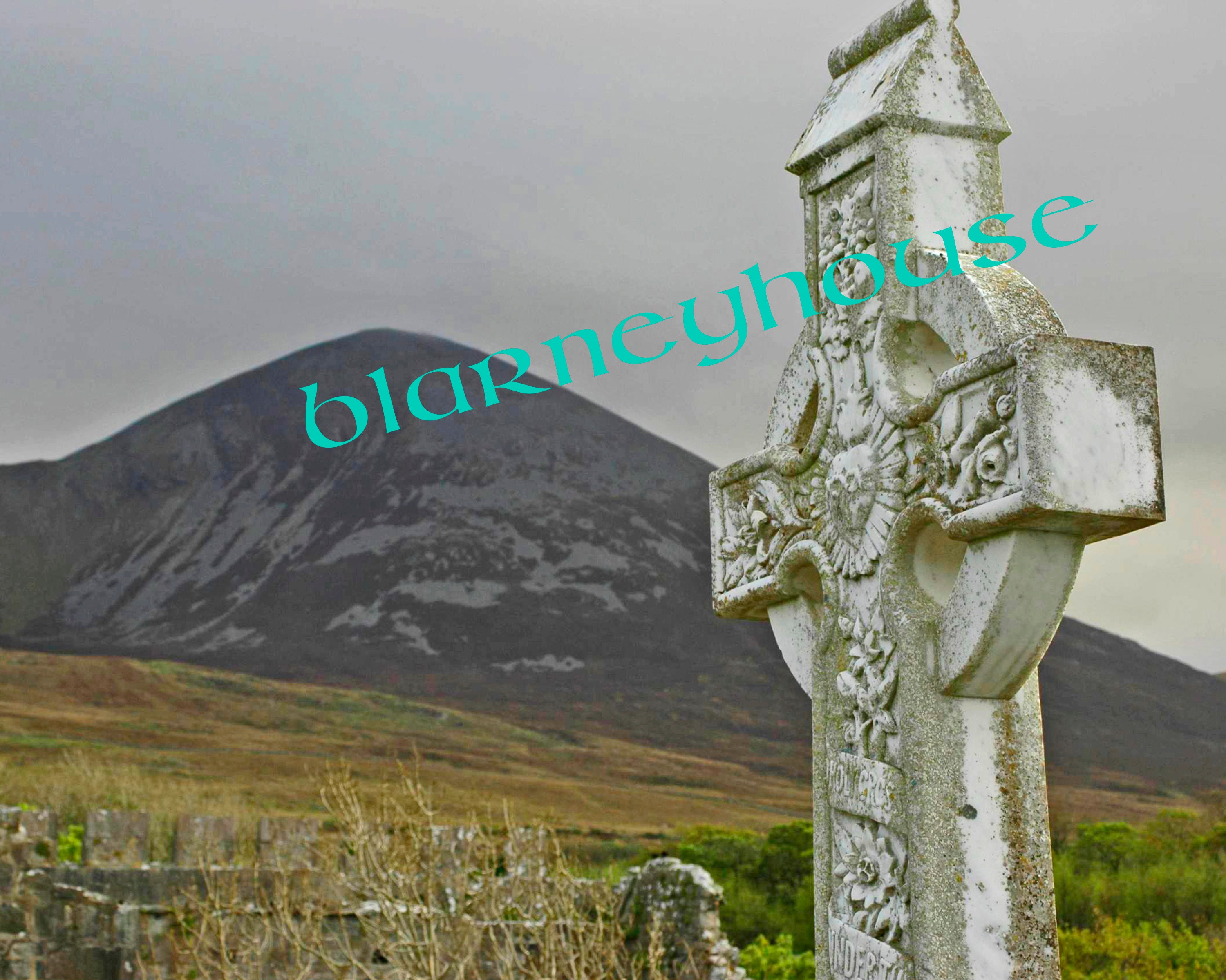 Lovely 8 X 10 Photo of CROAGH PATRICK in IRELAND With A Celtic Cross