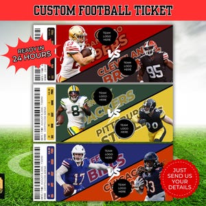 Custom Football Ticket Template, Football Ticket, Football Ticket, Football Ticket Template, Football Tickets Gift,Instant Download