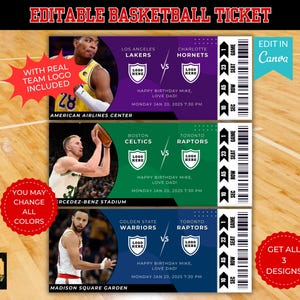 Editable Basketball Ticket, Surprise Gift Basketball Tickets, Event Custom Tickets, Basketball Game Stub, Sports Basketball Ticket Template