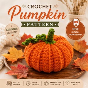 Crochet Pumpkin Pattern Beginner Amigurumi PDF | Autumn & Halloween Pumpkin Decoration Crochet Pattern