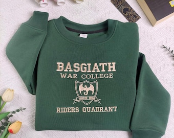 Embroidered Basgiath War College Sweatshirt, Dragon Rider Fourth Wing Embroidered Shirt