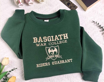 Embroidered Basgiath War College Sweatshirt, Dragon Rider Fourth Wing Embroidered Shirt
