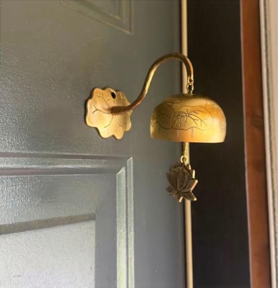 Handmade Brass Lotus Door Chime – Korean Feng Shui Entryway Bell