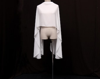 AZ16| Long cathedral-style chiffon bridal scarf | Light ivory bridal scarf | Wedding shawl | Detachable neck scarf | sheer weeding cover up.