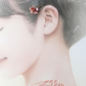 Bloom as YOU are - Yuzen Washi Origami Crane Hairpins, Sakura Cherry Blossom Bobby Pins Set of 2, Gift for Her