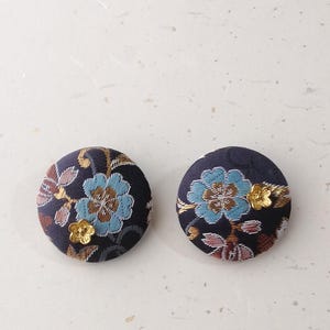 Nemophila - Forgiveness & Love - Japanese Kinran Brocade Statement Earrings Gift for Her